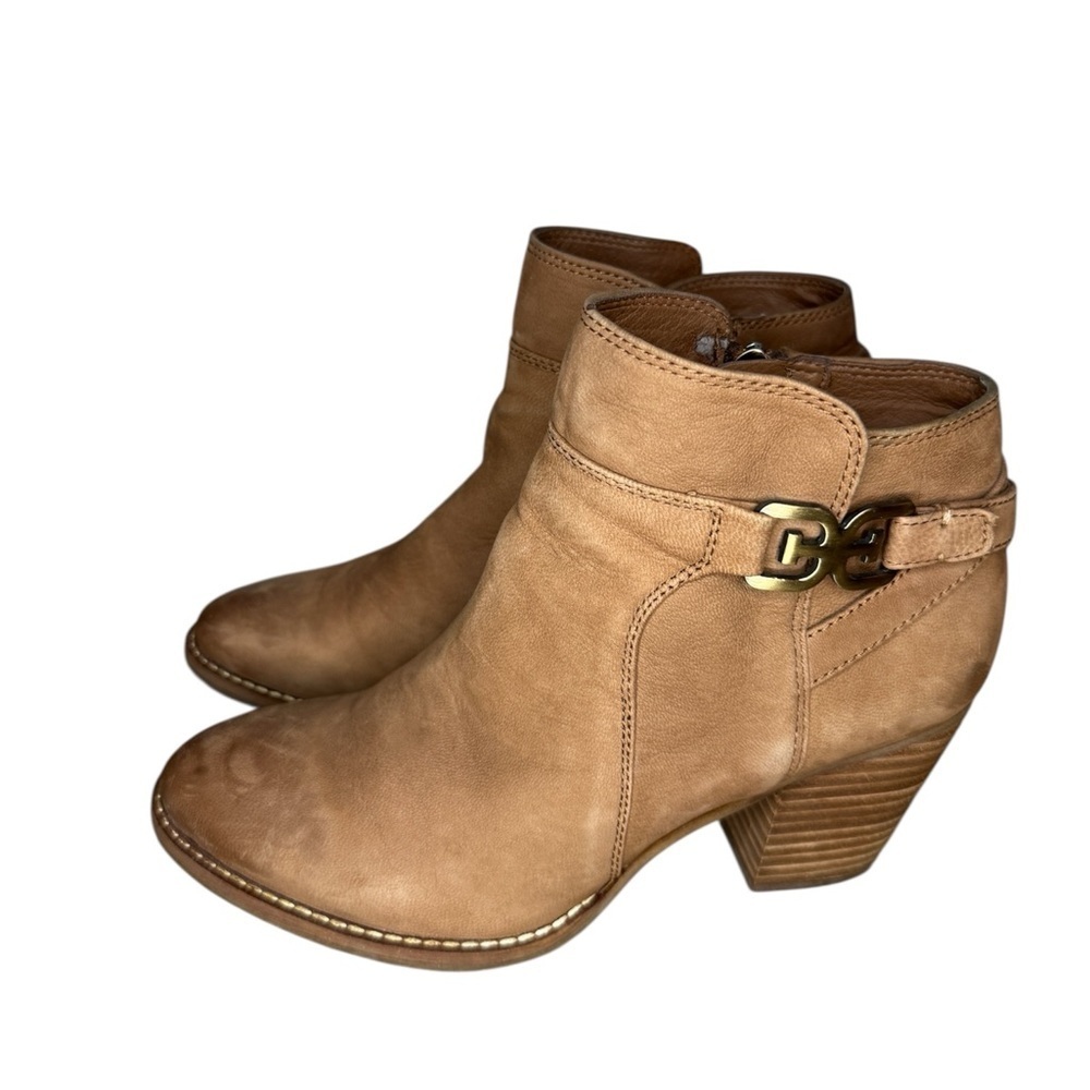 Sam Edelman Morgan Ankle Tan Heeled Gold Buckle Booties
